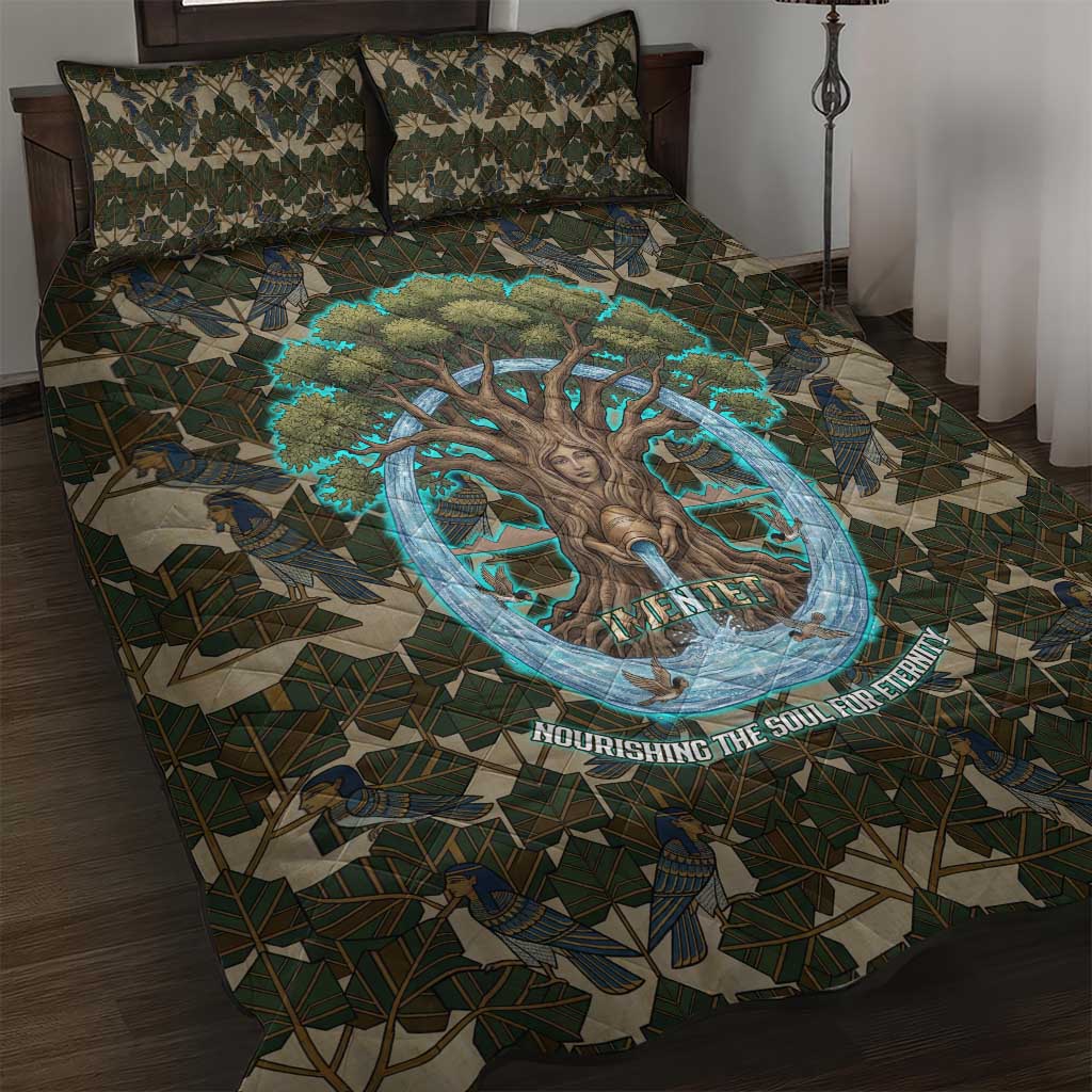 Imentet Egyptian Quilt Bed Set with Eye of Horus and Eternal Tree in Afterlife