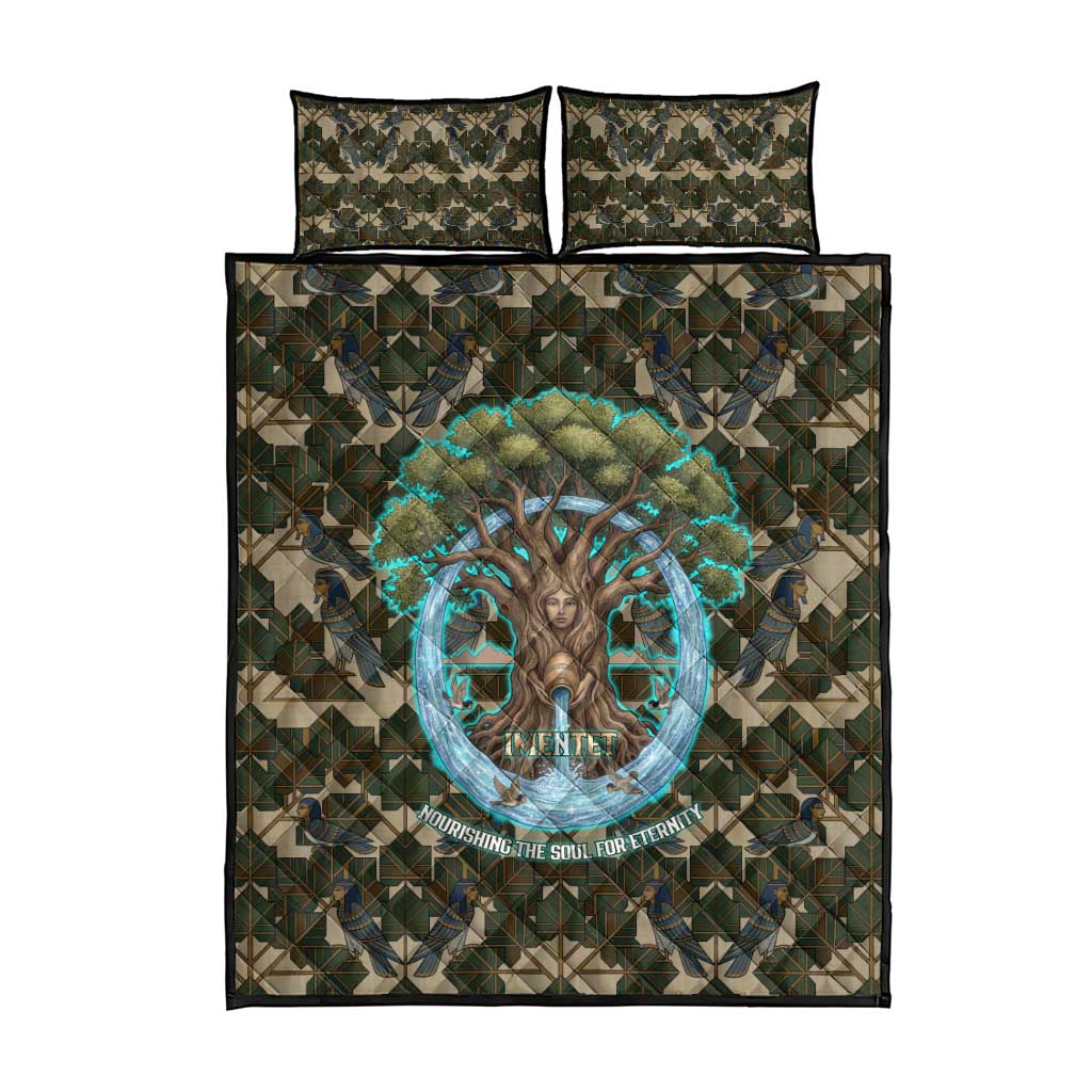 Imentet Egyptian Quilt Bed Set with Eye of Horus and Eternal Tree in Afterlife