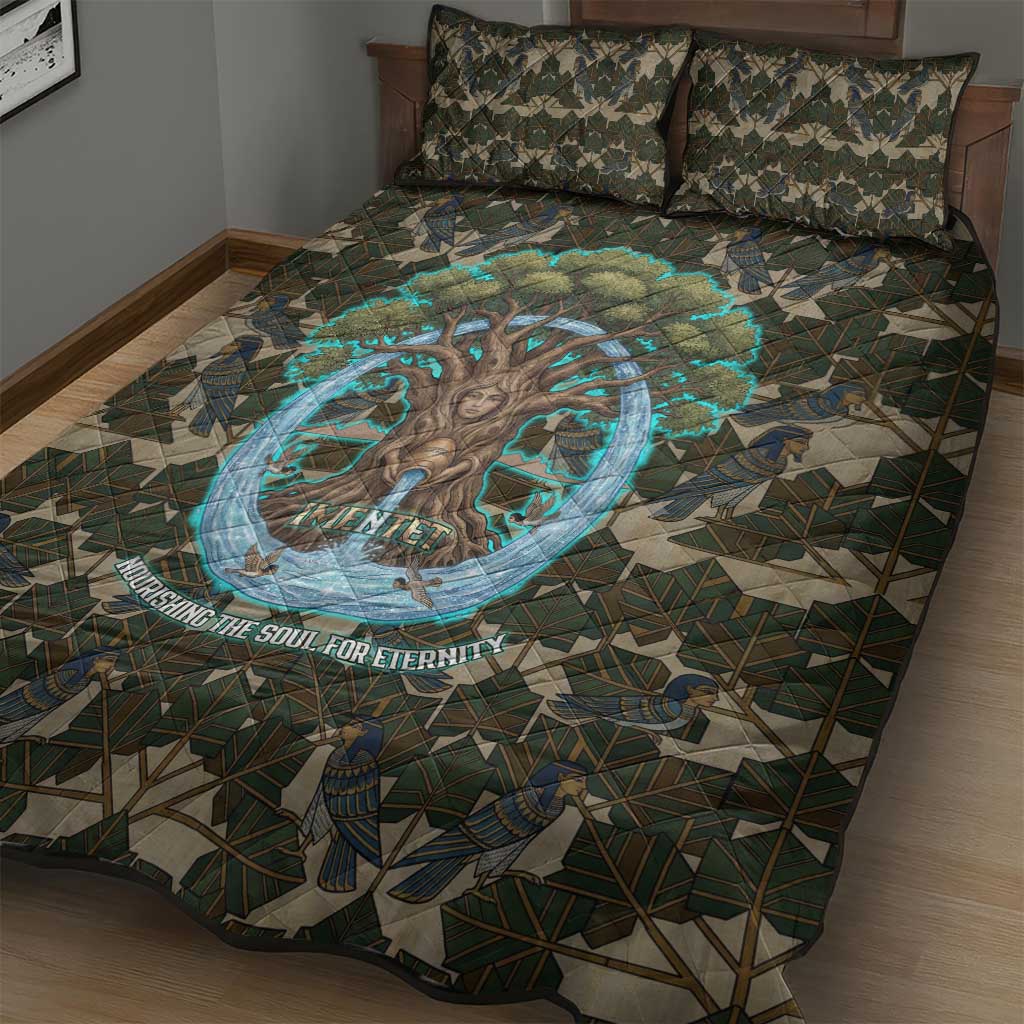 Imentet Egyptian Quilt Bed Set with Eye of Horus and Eternal Tree in Afterlife