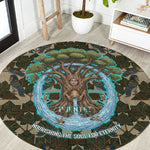 Imentet Egyptian Round Carpet with Eye of Horus and Eternal Tree in Afterlife