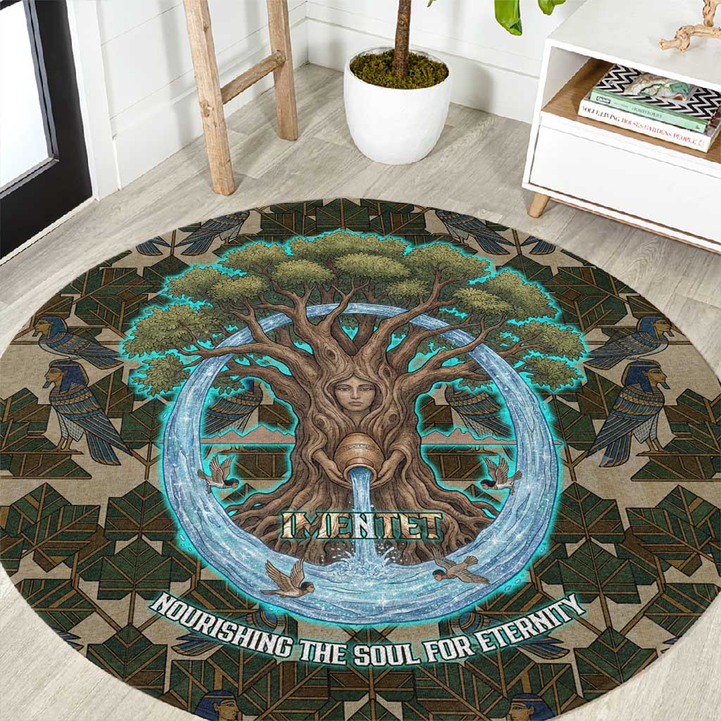 Imentet Egyptian Round Carpet with Eye of Horus and Eternal Tree in Afterlife