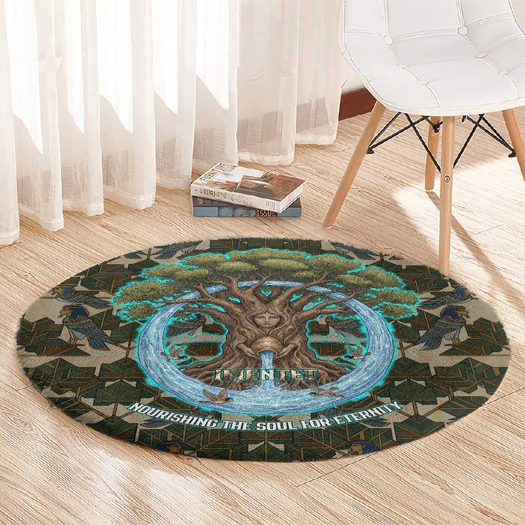 Imentet Egyptian Round Carpet with Eye of Horus and Eternal Tree in Afterlife