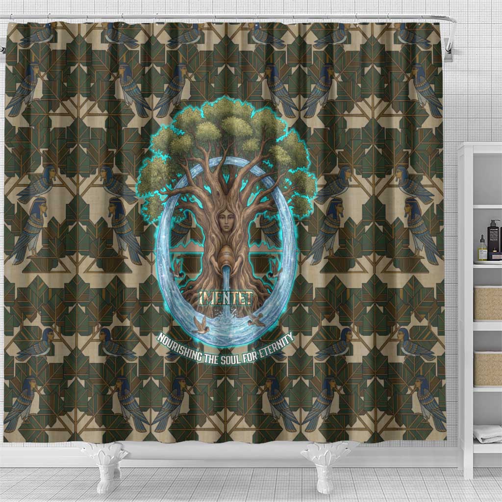 Imentet Egyptian Shower Curtain with Eye of Horus and Eternal Tree in Afterlife