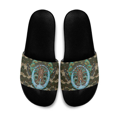 Imentet Egyptian Slide Sandals with Eye of Horus and Eternal Tree in Afterlife