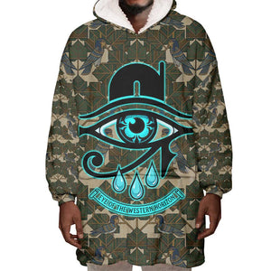 Imentet Egyptian Wearable Blanket Hoodie with Eye of Horus and Eternal Tree in Afterlife