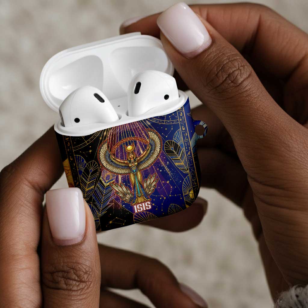 Isis Ankh Symbol AirPods Case with Celestial Wings in Ancient Egyptian Cosmic