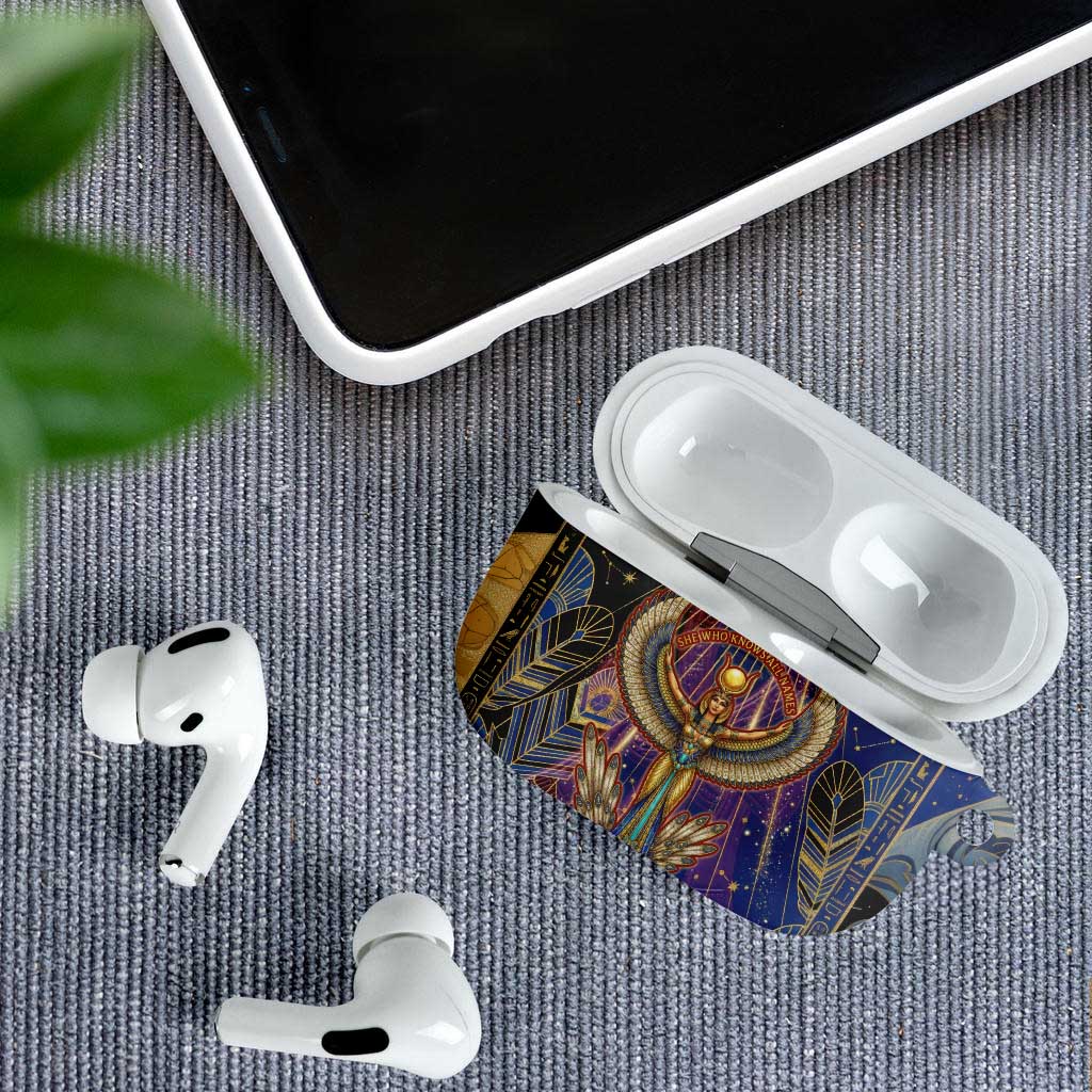 Isis Ankh Symbol AirPods Case with Celestial Wings in Ancient Egyptian Cosmic