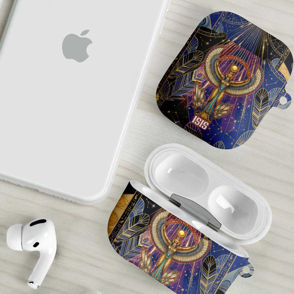 Isis Ankh Symbol AirPods Case with Celestial Wings in Ancient Egyptian Cosmic