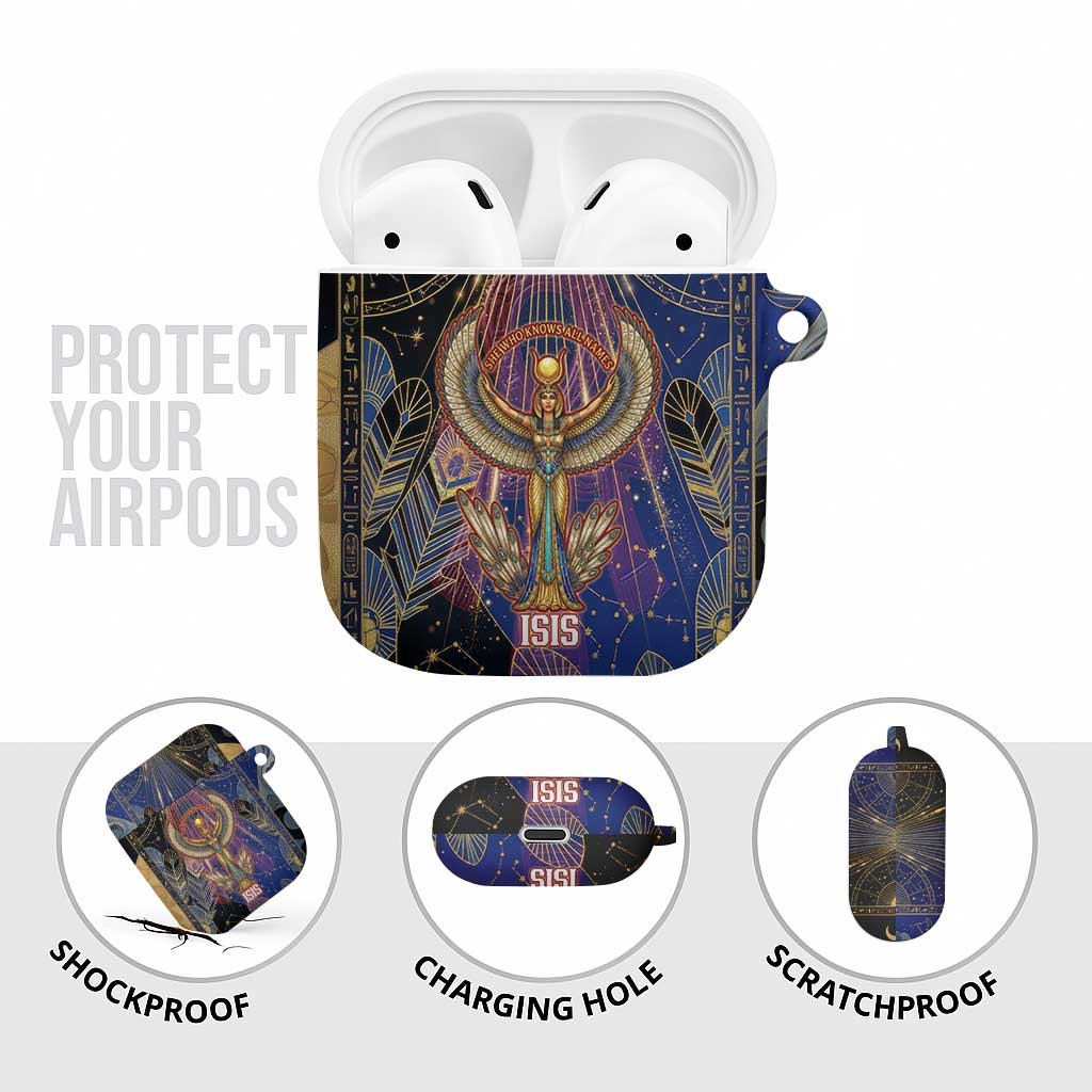 Isis Ankh Symbol AirPods Case with Celestial Wings in Ancient Egyptian Cosmic