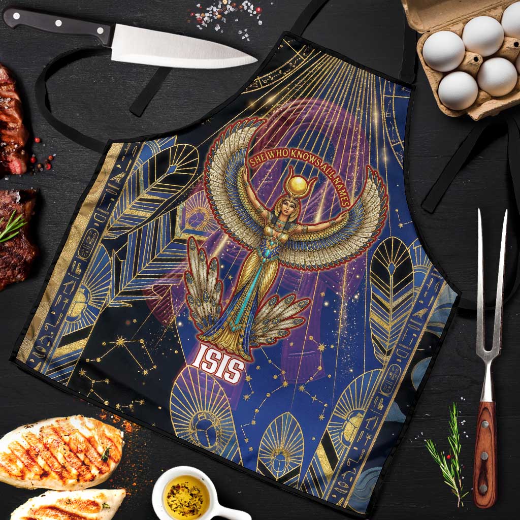 Isis Ankh Symbol Apron with Celestial Wings in Ancient Egyptian Cosmic