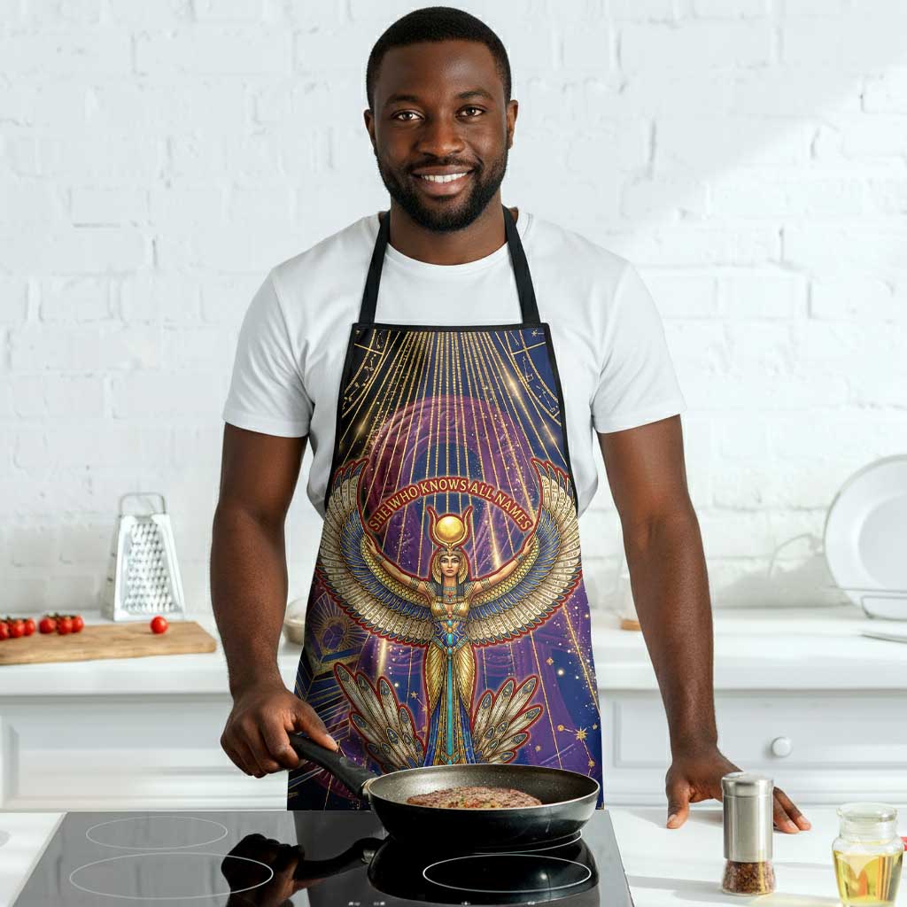 Isis Ankh Symbol Apron with Celestial Wings in Ancient Egyptian Cosmic