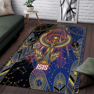 Isis Ankh Symbol Area Rug with Celestial Wings in Ancient Egyptian Cosmic