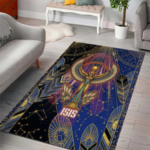 Isis Ankh Symbol Area Rug with Celestial Wings in Ancient Egyptian Cosmic