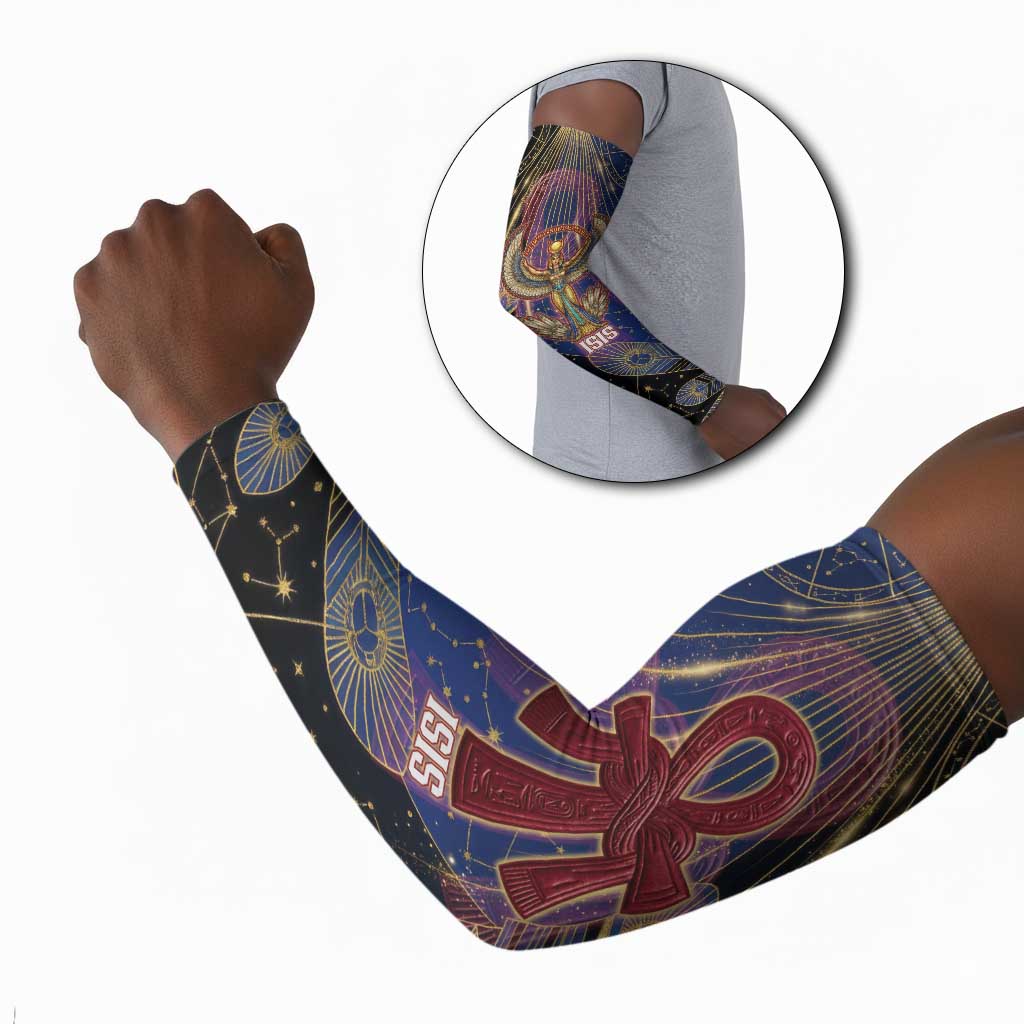 Isis Ankh Symbol Arm Sleeves with Celestial Wings in Ancient Egyptian Cosmic