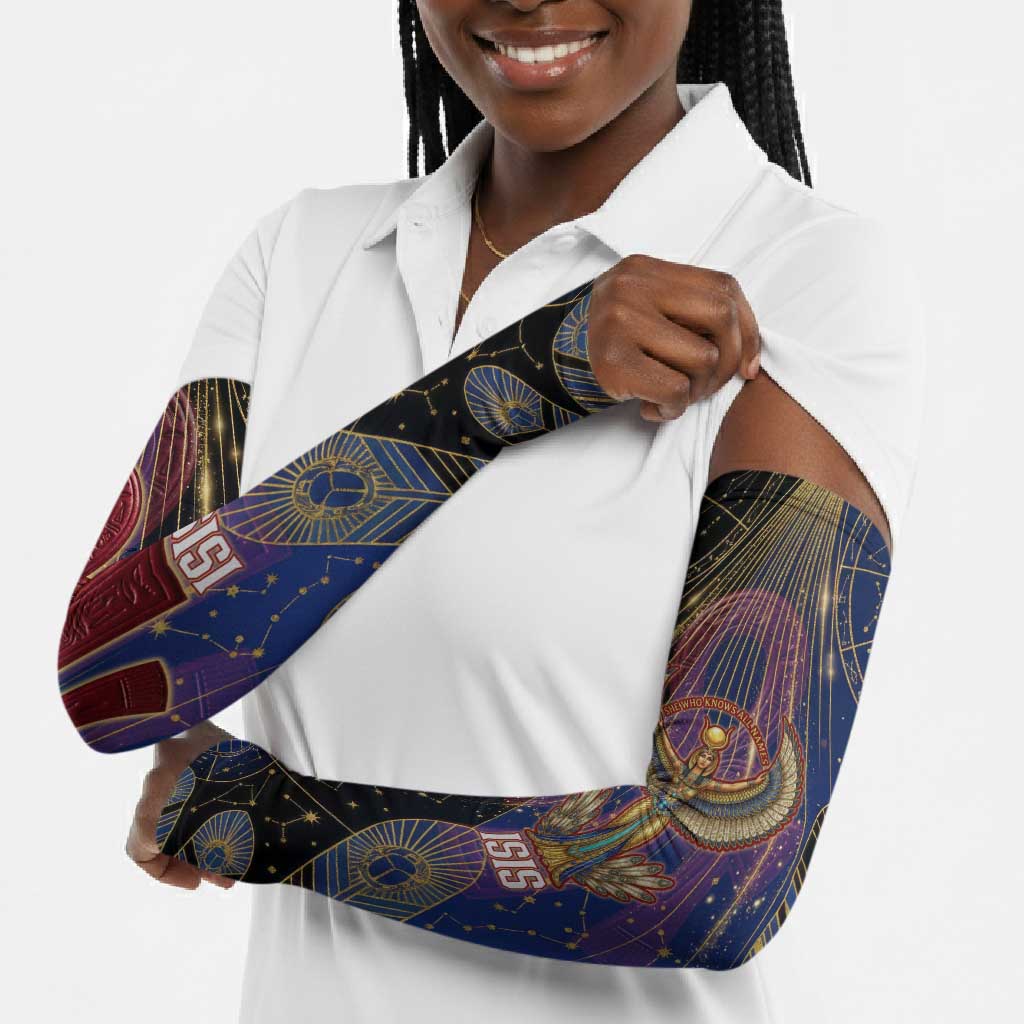 Isis Ankh Symbol Arm Sleeves with Celestial Wings in Ancient Egyptian Cosmic