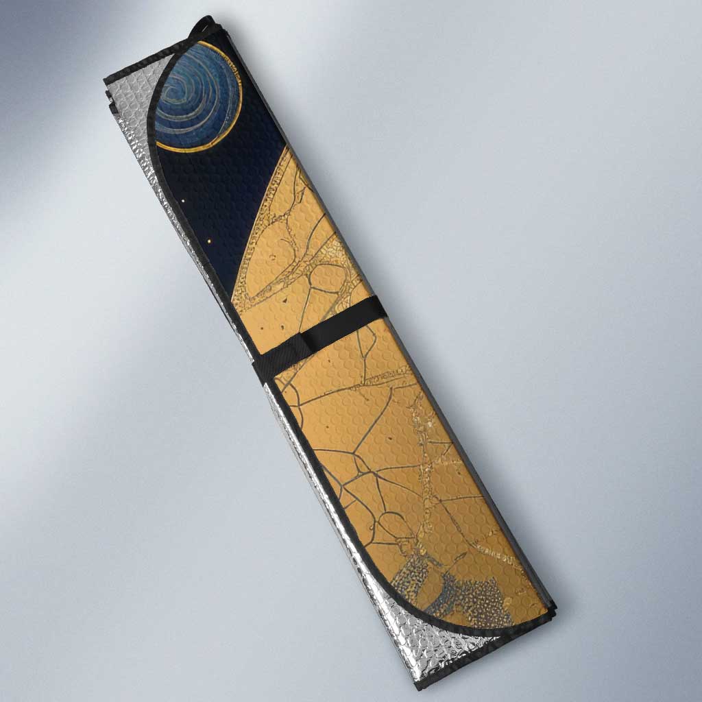 Isis Ankh Symbol Auto Sun Shade with Celestial Wings in Ancient Egyptian Cosmic