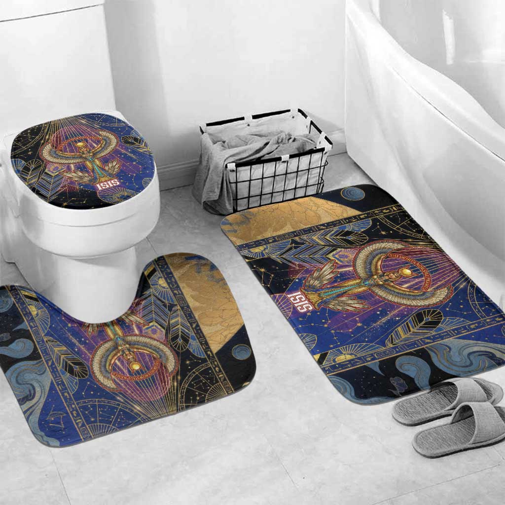 Isis Ankh Symbol Bathroom Set with Celestial Wings in Ancient Egyptian Cosmic