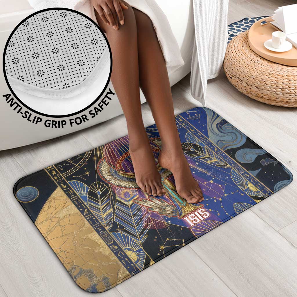 Isis Ankh Symbol Bathroom Set with Celestial Wings in Ancient Egyptian Cosmic