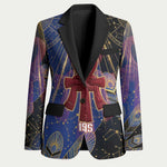 Isis Ankh Symbol Blazer with Celestial Wings in Ancient Egyptian Cosmic
