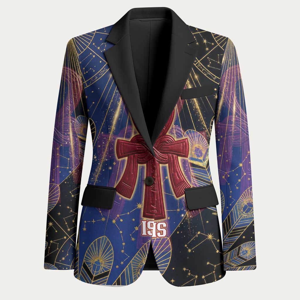Isis Ankh Symbol Blazer with Celestial Wings in Ancient Egyptian Cosmic