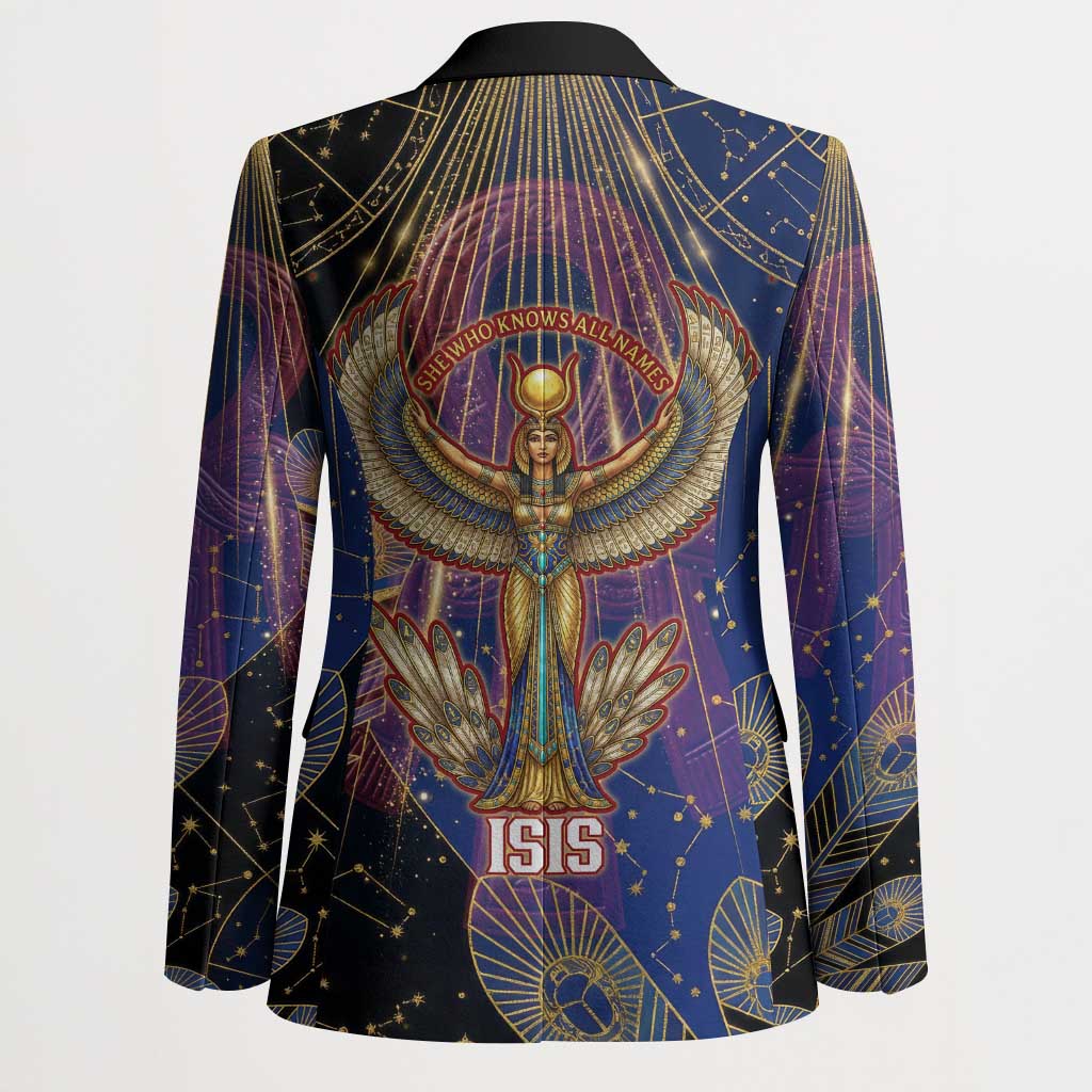 Isis Ankh Symbol Blazer with Celestial Wings in Ancient Egyptian Cosmic