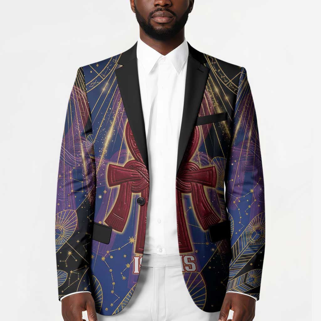 Isis Ankh Symbol Blazer with Celestial Wings in Ancient Egyptian Cosmic