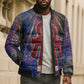 Isis Ankh Symbol Bomber Puffer Jacket with Celestial Wings in Ancient Egyptian Cosmic