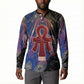 Isis Ankh Symbol Button Sweatshirt with Celestial Wings in Ancient Egyptian Cosmic