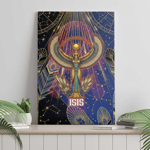 Isis Ankh Symbol Canvas Wall Art with Celestial Wings in Ancient Egyptian Cosmic