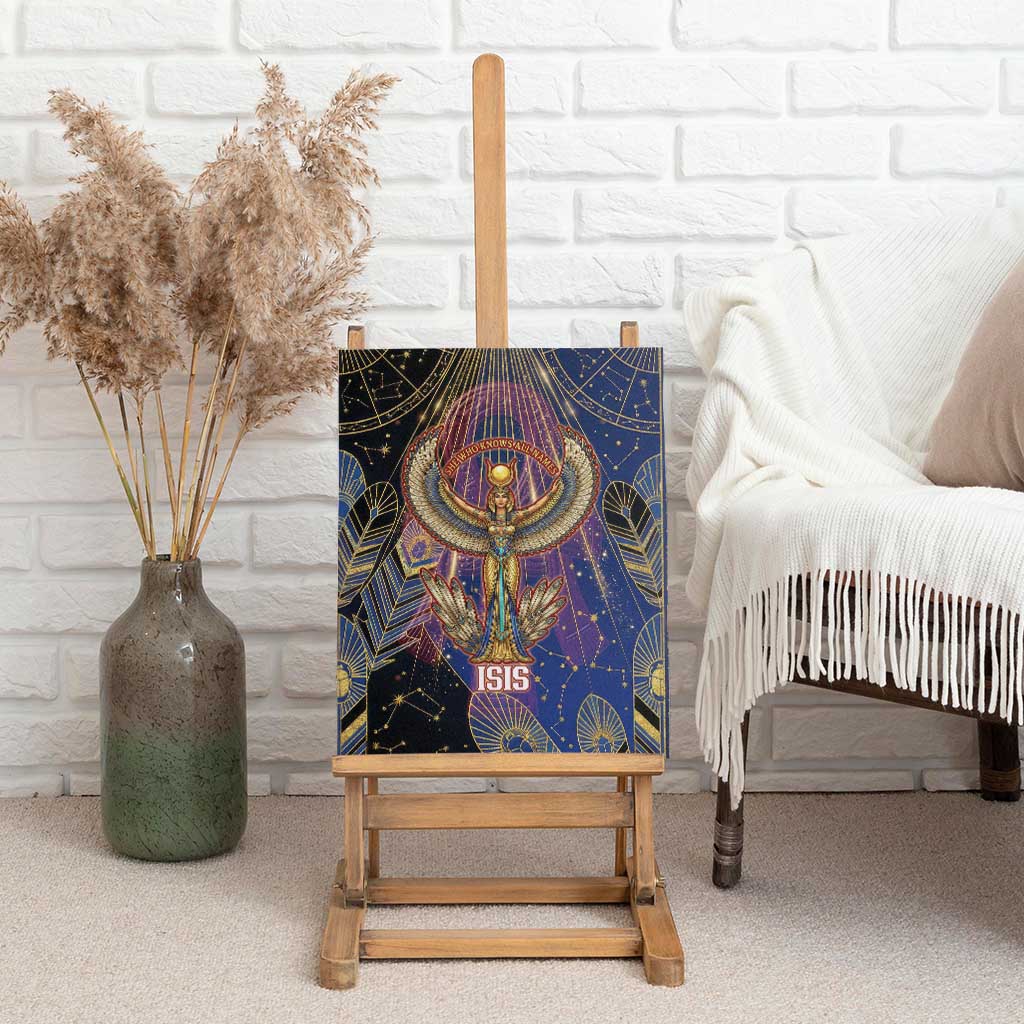 Isis Ankh Symbol Canvas Wall Art with Celestial Wings in Ancient Egyptian Cosmic