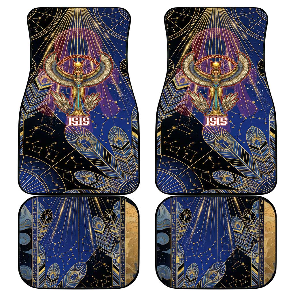 Isis Ankh Symbol Car Mats with Celestial Wings in Ancient Egyptian Cosmic