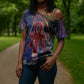 Isis Ankh Symbol Cross Shoulder Shirt with Celestial Wings in Ancient Egyptian Cosmic
