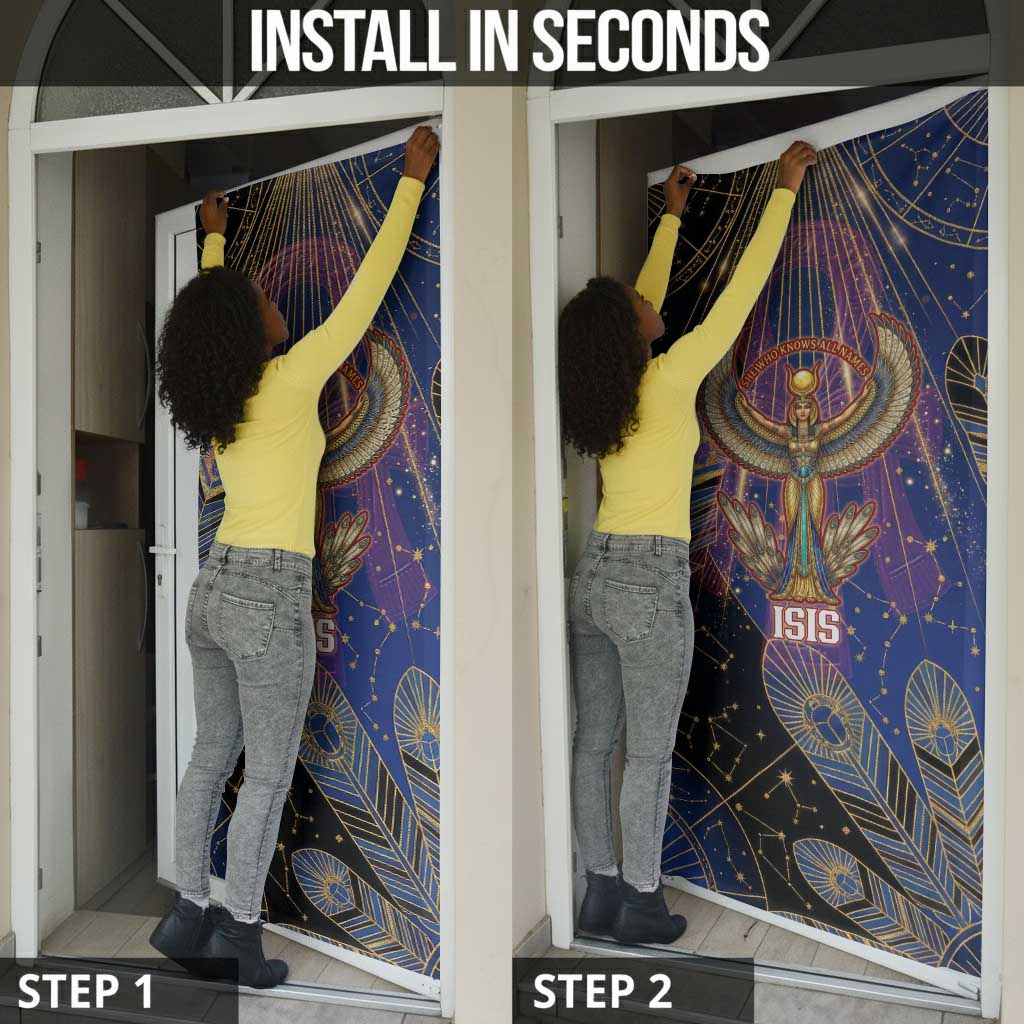Isis Ankh Symbol Door Cover with Celestial Wings in Ancient Egyptian Cosmic