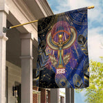Isis Ankh Symbol Garden Flag with Celestial Wings in Ancient Egyptian Cosmic