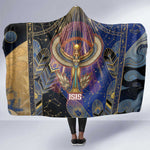Isis Ankh Symbol Hooded Blanket with Celestial Wings in Ancient Egyptian Cosmic