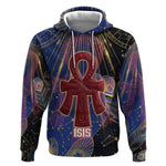 Isis Ankh Symbol Hoodie with Celestial Wings in Ancient Egyptian Cosmic