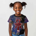 Isis Ankh Symbol Kid T shirt with Celestial Wings in Ancient Egyptian Cosmic