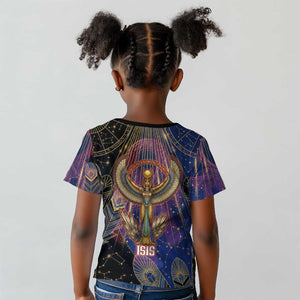 Isis Ankh Symbol Kid T shirt with Celestial Wings in Ancient Egyptian Cosmic