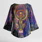 Isis Ankh Symbol Kimono Sleeve Blouse with Celestial Wings in Ancient Egyptian Cosmic