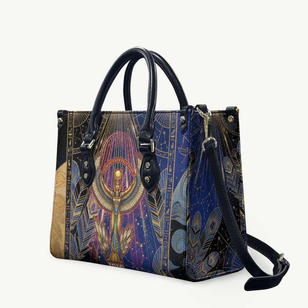 Isis Ankh Symbol Leather Bag with Celestial Wings in Ancient Egyptian Cosmic