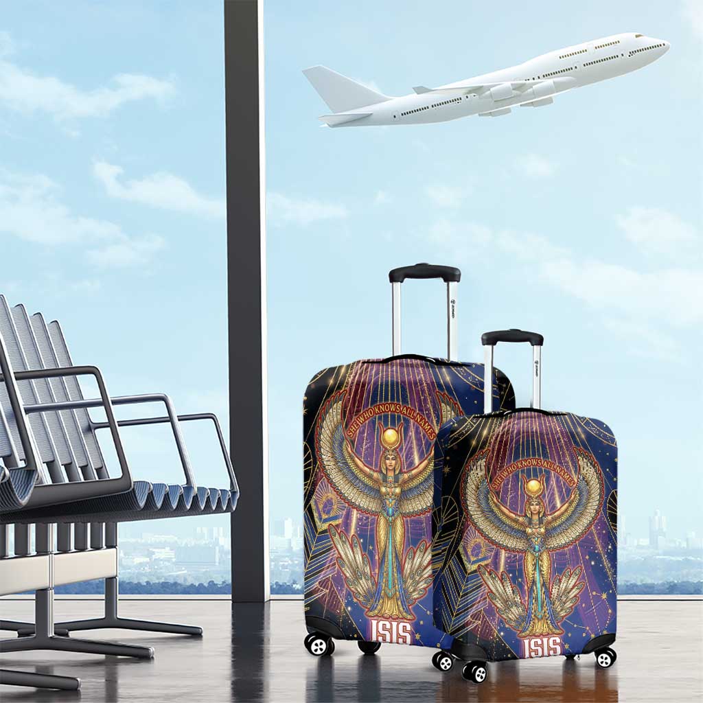Isis Ankh Symbol Luggage Cover with Celestial Wings in Ancient Egyptian Cosmic
