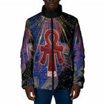 Isis Ankh Symbol Padded Jacket with Celestial Wings in Ancient Egyptian Cosmic