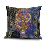 Isis Ankh Symbol Pillow Cover with Celestial Wings in Ancient Egyptian Cosmic