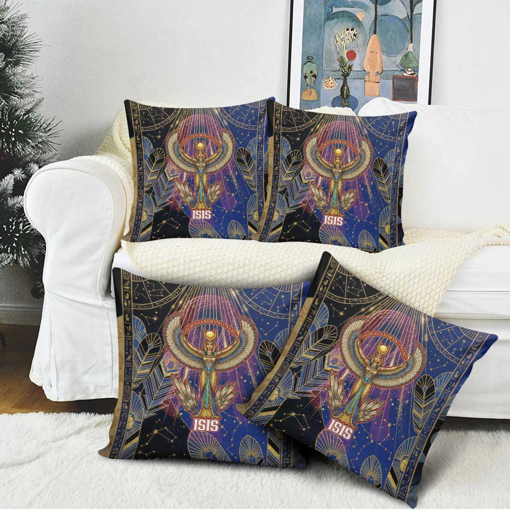 Isis Ankh Symbol Pillow Cover with Celestial Wings in Ancient Egyptian Cosmic