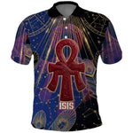 Isis Ankh Symbol Polo Shirt with Celestial Wings in Ancient Egyptian Cosmic