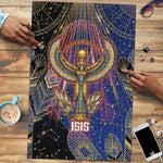 Isis Ankh Symbol Puzzle with Celestial Wings in Ancient Egyptian Cosmic