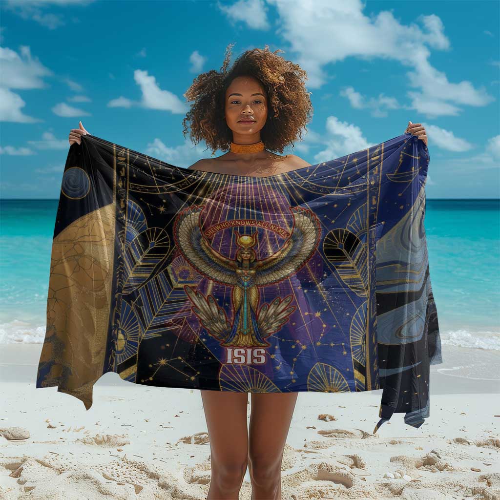 Isis Ankh Symbol Sarong with Celestial Wings in Ancient Egyptian Cosmic