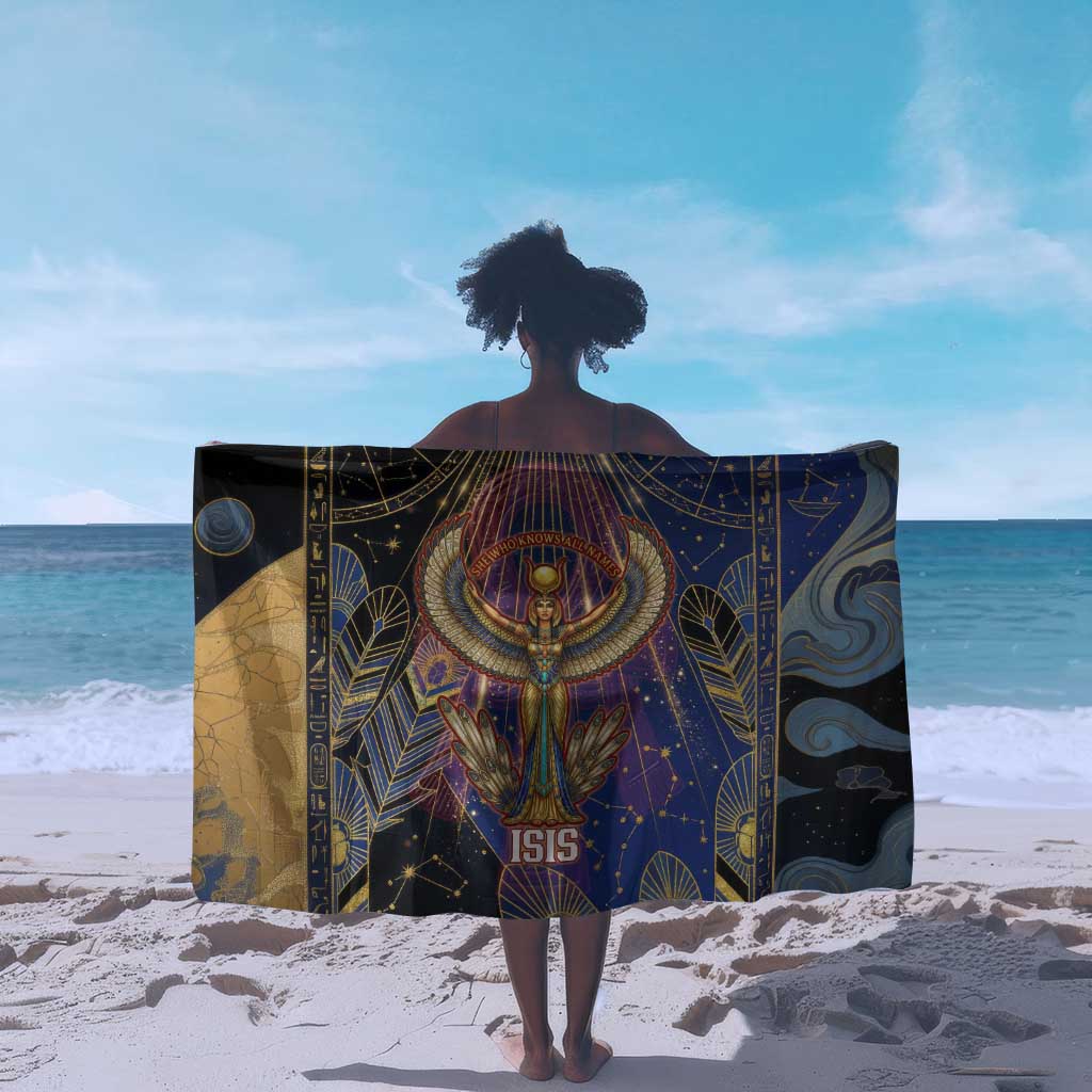 Isis Ankh Symbol Sarong with Celestial Wings in Ancient Egyptian Cosmic
