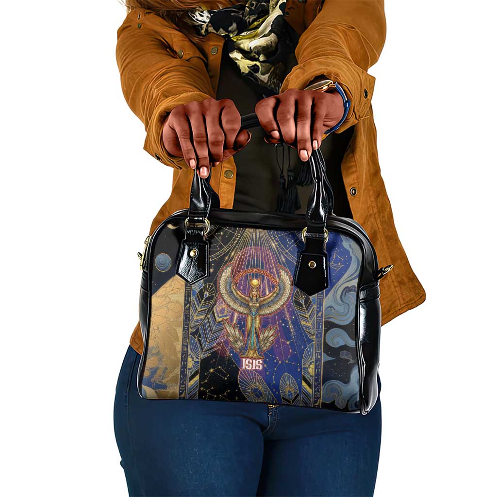 Isis Ankh Symbol Shoulder Handbag with Celestial Wings in Ancient Egyptian Cosmic