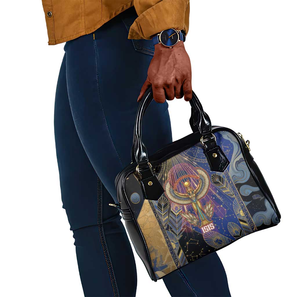 Isis Ankh Symbol Shoulder Handbag with Celestial Wings in Ancient Egyptian Cosmic